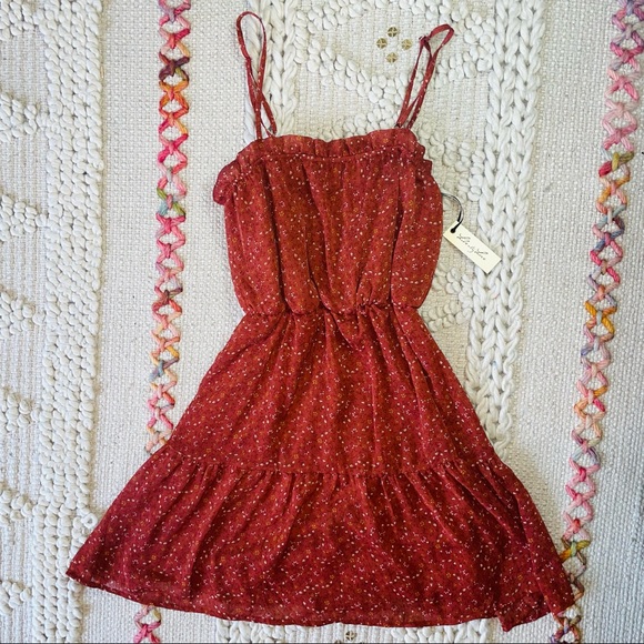 Liberty Love Burnt Orange Floral Ruffle Mini Dress - Picture 6 of 10